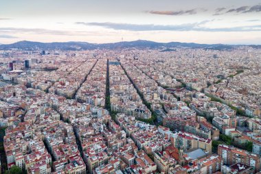 View Point Of Barcelona in Spain. On Montjuic hill, Mirador de l'Alcalde, or Mayor's Viewpoint is a terraced belvedere overlooking the city of Barcelona