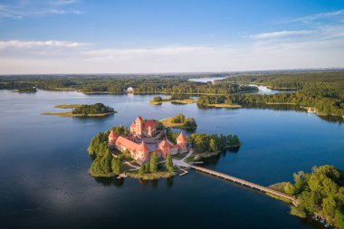 Trakai Castle with lake and forest in background. One of the most famous Sightseeing place in Lithuania