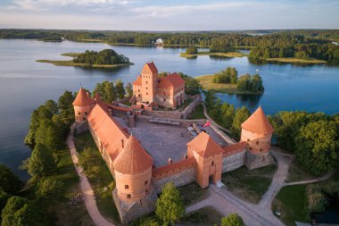 Trakai Castle with lake and forest in background. One of the most famous Sightseeing place in Lithuania