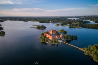 Trakai Castle with lake and forest in background. One of the most famous Sightseeing place in Lithuania