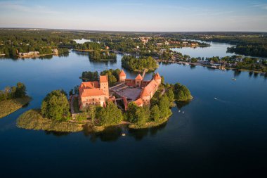 Trakai Castle with lake and forest in background. One of the most famous Sightseeing place in Lithuania