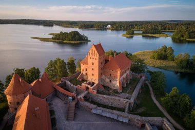 Trakai Castle with lake and forest in background. One of the most famous Sightseeing place in Lithuania