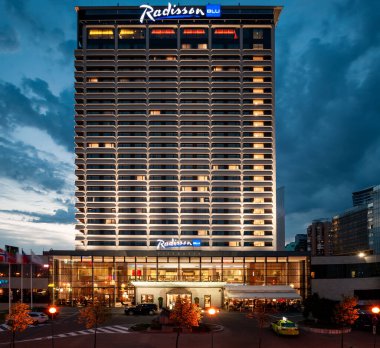 Radisson Blu Hotel Building In Vilnius, Lithuania. Exterior of the Building.