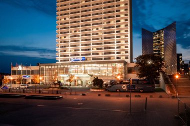 Radisson Blu Hotel Building In Vilnius, Lithuania. Exterior of the Building.