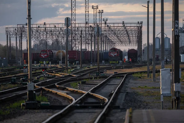 Sieć Kolejowa Litwie Radviliskis Jest Dobrze Znaną Stolicą Kolei Litwie — Zdjęcie stockowe