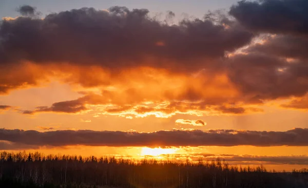 Burning Sky Sunset Sky Nature Bellissimo Paesaggio Lituania Europa Sera — Foto Stock