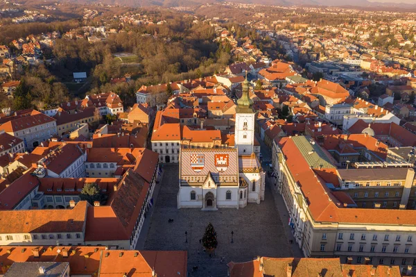 Church Mark Parish Church Old Zagreb Croatia Mark Square Roof — Stok fotoğraf