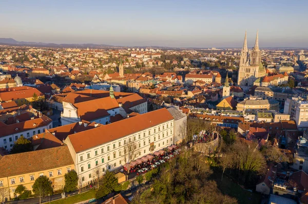 Upper Town Zagreb Old Town Cityscape Zagreb Cathedral Background Croatia — Stok fotoğraf