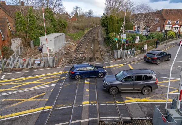 Crossing Farnham Town England Vehicles People Can Cross Crossing Train — Stockfoto