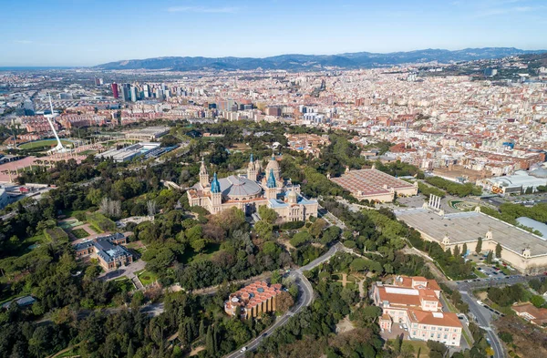 Blick Auf Barcelona Spanien Auf Dem Montjuic Aussichtspunkt Mirador Nationalmuseum — Stockfoto