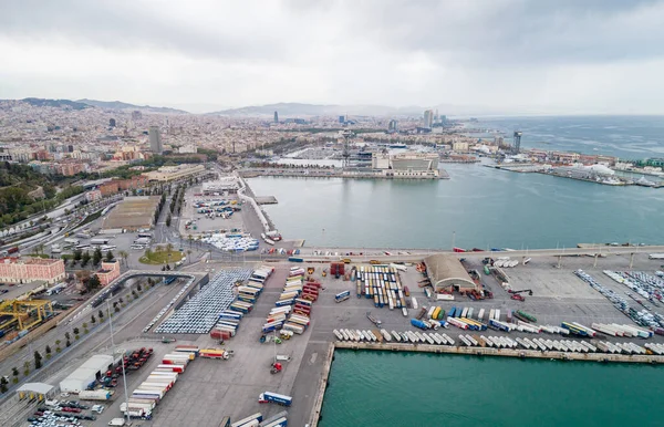 Blick Auf Barcelona Spanien Hafen Von Barcelona Hintergrund — Stockfoto
