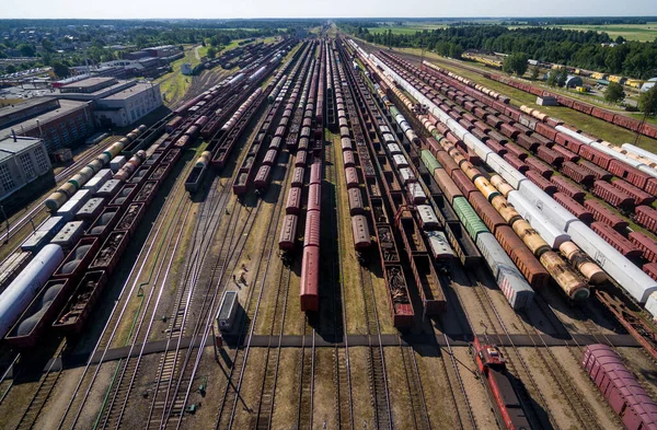 Rede Ferroviária Lituânia Ponto Vista Drone — Fotografia de Stock