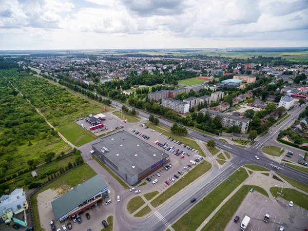 Radviliskis City Lithuania Cityscape Drone Point View Road Park Background — Stock Photo, Image
