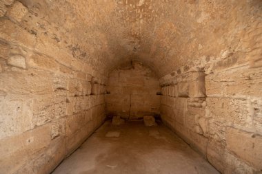 Interior of Amphitheatre of El Jem in Tunisia. Amphitheatre is in the modern-day city of El Djem, Tunisia, formerly Thysdrus in the Roman province of Africa. It is listed by UNESCO since 1979 as a World Heritage Site