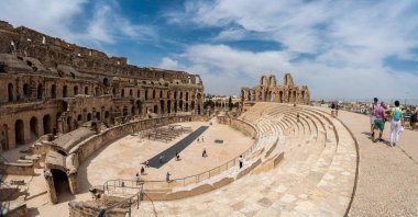 Amphitheatre of El Jem in Tunisia. Amphitheatre is in the modern-day city of El Djem, Tunisia, formerly Thysdrus in the Roman province of Africa. It is listed by UNESCO since 1979 as a World Heritage Site
