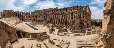 Amphitheatre of El Jem in Tunisia. Amphitheatre is in the modern-day city of El Djem, Tunisia, formerly Thysdrus in the Roman province of Africa. It is listed by UNESCO since 1979 as a World Heritage Site
