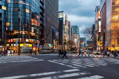 Tokyo Ginza Area Cityscape. Evening Photo. Japan