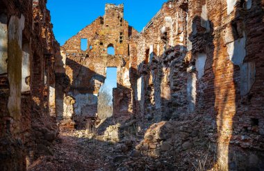 Paulavos Republic in Lithuania. Old Bricks Ruins. Sightseeing object in Lithuania. Abandoned.