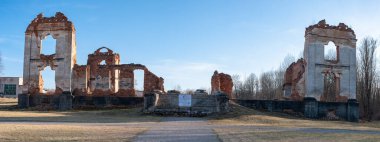 Paulavos Republic in Lithuania. Old Bricks Ruins. Sightseeing object in Lithuania. Abandoned.