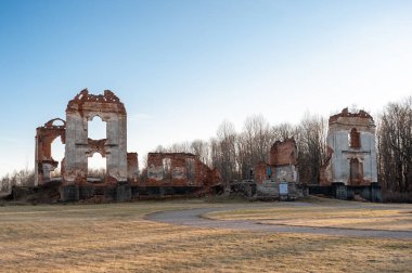 Paulavos Republic in Lithuania. Old Bricks Ruins. Sightseeing object in Lithuania. Abandoned.