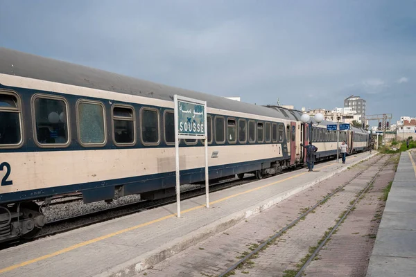 Sousse Tunisia Czerwca 2019 Dworzec Kolejowy Sousse Tunezja Szybki Pociąg — Zdjęcie stockowe