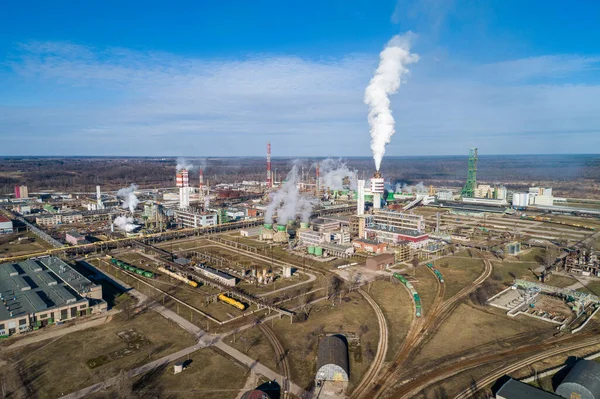 Chemistry Factory Lithuania Achema Jonava City Clear Blue Sky Smoke — Stock Photo, Image