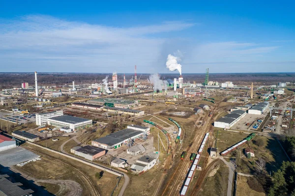 Chemistry Factory Lithuania Achema Jonava City Clear Blue Sky Smoke — Stock fotografie