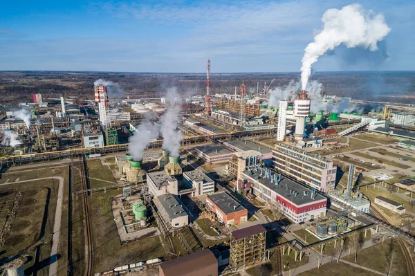 Chemistry Factory Lithuania Achema Jonava City Clear Blue Sky Smoke — Foto de Stock