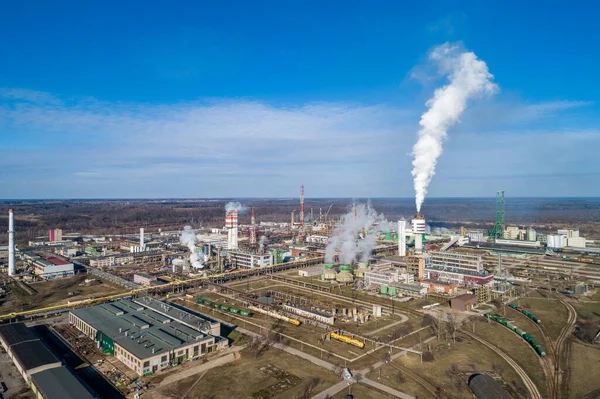 Chemie Factory Litvě Achema Jonava City Vymazat Modré Nebe Kouř — Stock fotografie