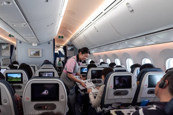 Japan Ana Airlines Boeing 787 Dreamliner Interior People Ana Cabin — Photo