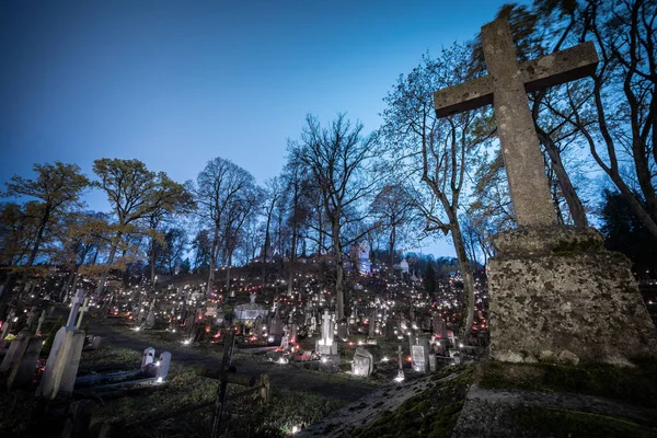 Catholic Cemetery Rasos Vilnius Lithuania All Saints Day November 1St — Foto Stock