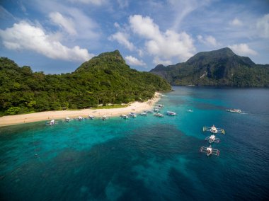 Helicopter Island and Beach in El Nido, Palawan, Philippines. Tour C route and Sightseeing Place.