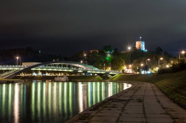 Vilnius Cityscape with Vilnius Old Town and Gediminas Tower in Background. Night