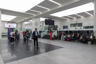 International Mexico Airport Interior Departure Area with Passengers