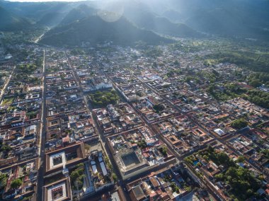 Sunrise in Antigua, Guatemala. Cityscape.
