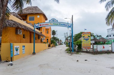 Caye Caulker Island Entrance Sign Welcome to Caye Caulker. Belize. Caribbean Island.