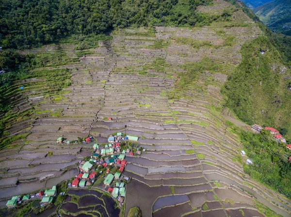 Banaue Rice Terrazas Filipinas Paisaje Naturaleza Hermosas Montañas Drone Lugar — Foto de Stock