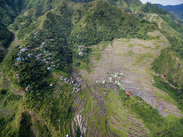 Banaue Rice Terrazas Filipinas Paisaje Naturaleza Hermosas Montañas Drone Lugar — Foto de Stock
