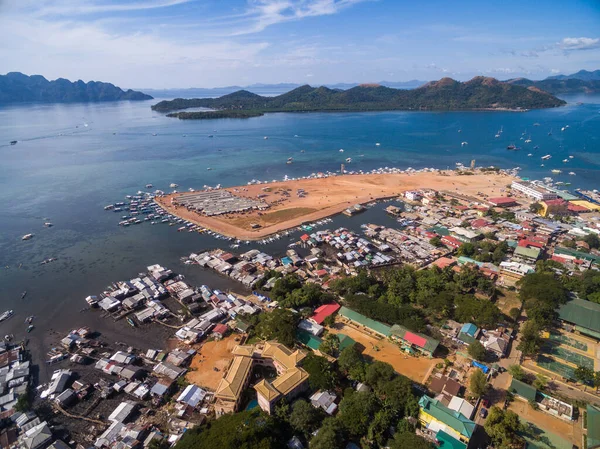 Coron Island Philippines Cityscape Aerial Drone Point View — Stok fotoğraf