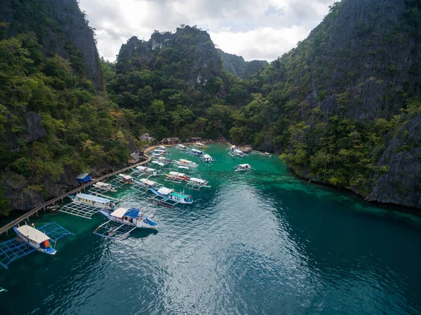 Pier Coron Palawan Philippines Біля Озера Каянган Тур Дроне — стокове фото