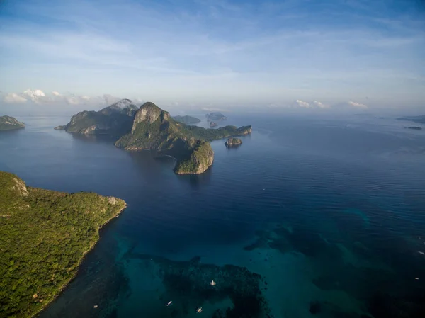 Nido Landscape Nature Seascape Boats Background Palawan Philippines Drone Point — Foto de Stock