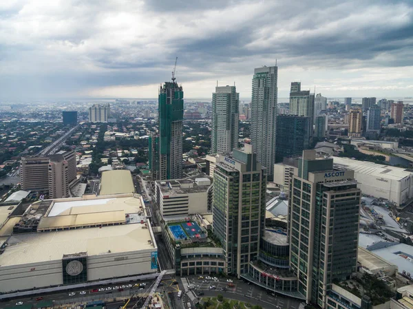 Manila Cityscape Makati City Business Buildings Cloudy Sky Philippines Skyscrapers — Stockfoto