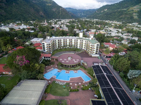 Stock image Porta Hotel del Lago in Foreground. Panajachel Cityscape. Sightseeing place in Guatemala. Close to Atitlan lake.