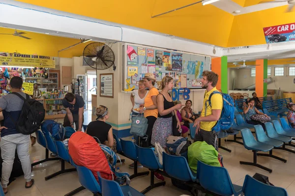 Belize City Port with People. Waiting for the ferry