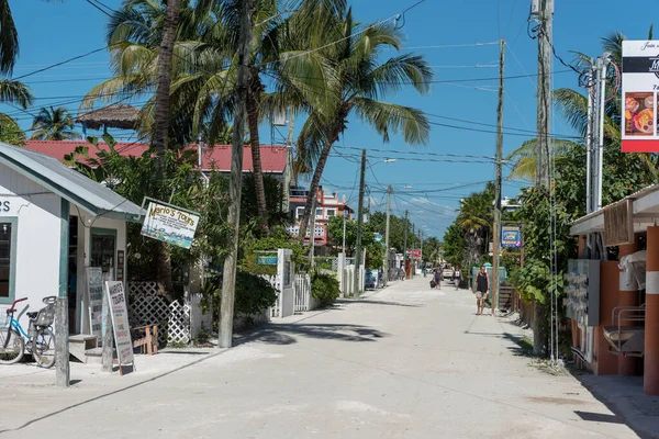 Caye Caulker Island Caribbean Sea Sandy Street Local Architecture Caribbean — Stock fotografie
