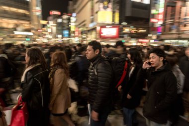 Shibuya District in Tokyo. Famous and busiest intersection in the world, Japan. Shibuya Crossing