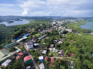 Koror Town in Palau Island. Micronesia. Drone Point of View