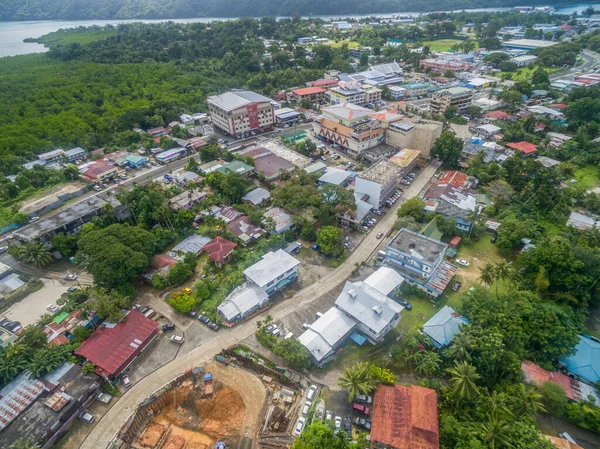 Koror Town in Palau Island. Micronesia, Cityscape in Background. Drone point of View