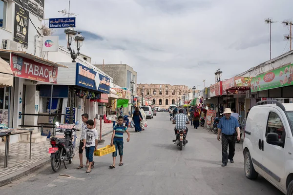 Jem Tunisia Junio 2019 Ciudad Jem Túnez Paisaje Urbano Calle —  Fotos de Stock