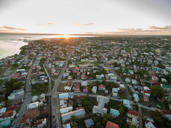 Belize Caribbean Island Beautiful Cityscape Drone Aerial View — 图库照片
